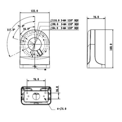 Right Angle Wall Mount Camera Bracket - VSBKTB203W