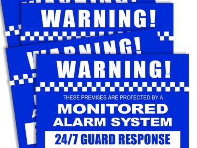 Alarm Warning Stickers A4 Size (2 x Front 2 x Rear)