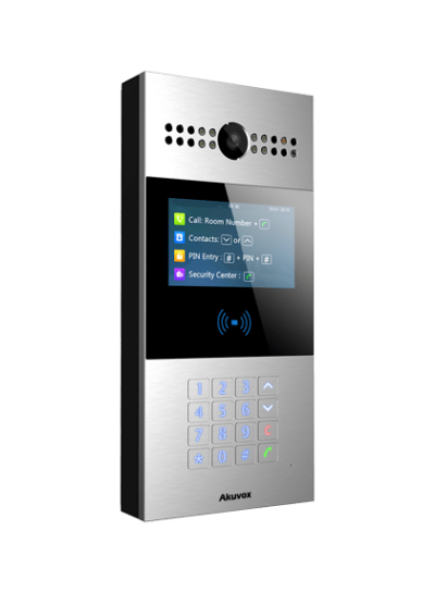 Akuvox R28A Smart SIP Video intercom, with keypad, card reader, and colour screen, mount included