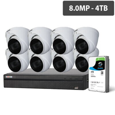 Compact 16 Channel 8.0MP HDCVI Surveillance Kit (8 x Motorised Cameras, 4TB HDD) - CVRKIT-C1684M-8