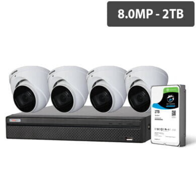 Compact 8 Channel 8.0MP HDCVI Surveillance Kit (4 x Motorised Cameras, 2TB HDD) - CVRKIT-C882M-4