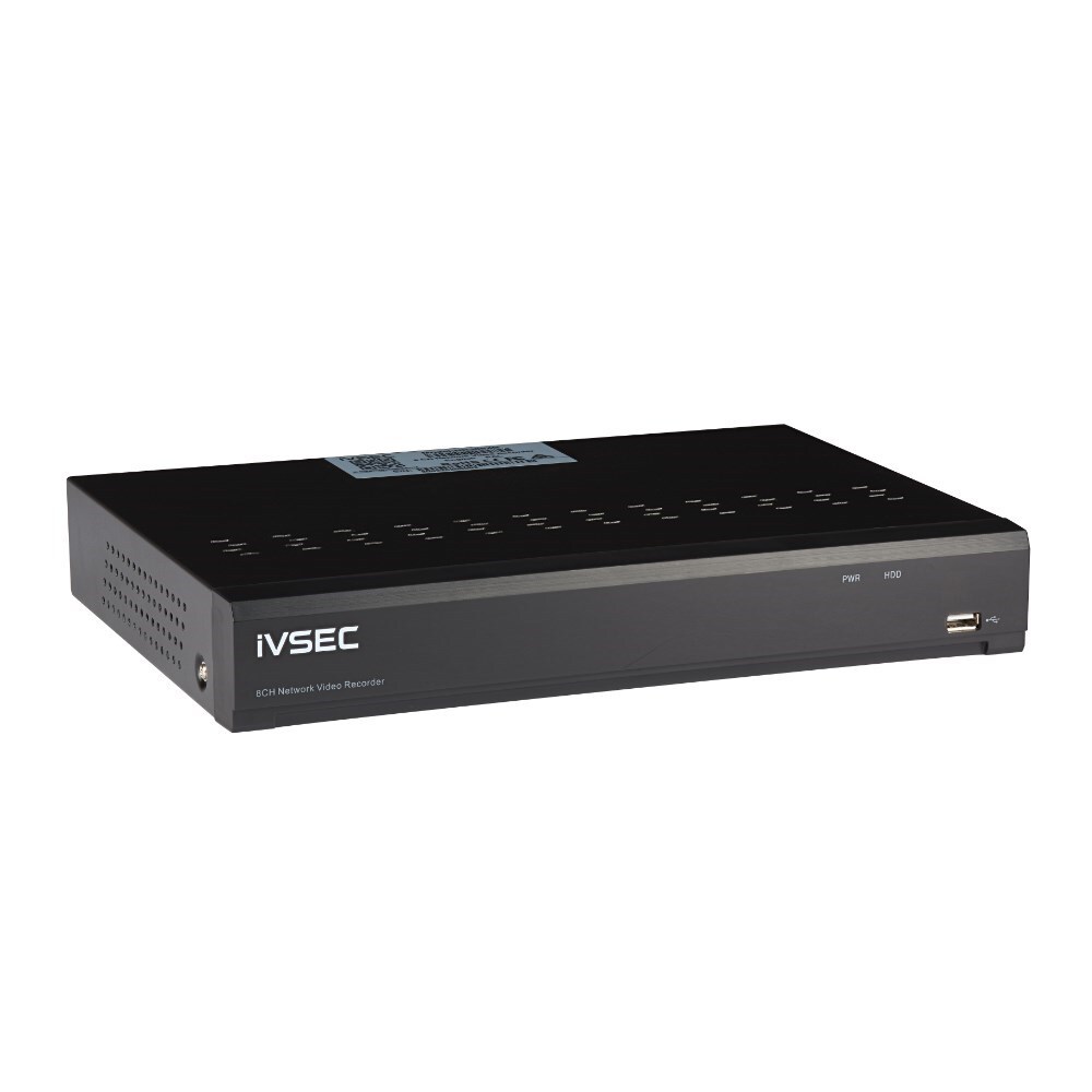 IVSEC NVR, 8 Ch, 12MP, 8 PoE+ Ports, 2 Bays, H265, 4K HDMI, IVS