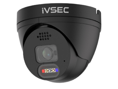 IVSEC Turret IP Cam, 8MP, Fixed Lens, IP66, 25m IR, Active Deterrent - Black