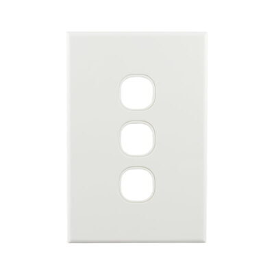 Basix S Series Grid Plate 3 Gang - White - CS-BS-PB3