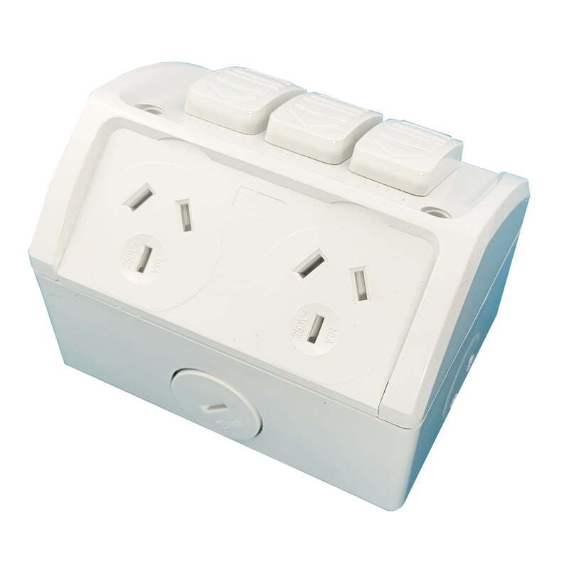 IP53 Weather Protected Double Power Point with Extra Switch 10A