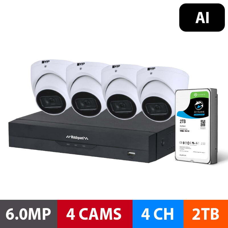 G-Series: 4 Camera 6.0MP AI Surveillance Kit (2TB) - NVRKIT-G462-4C