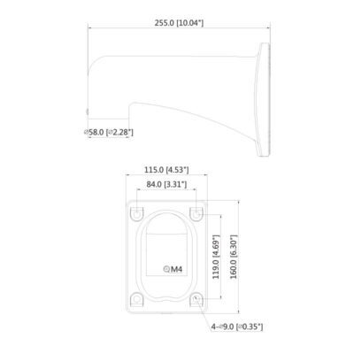 PTZ Right Angle Wall Mount Camera Bracket (Silver) - VSBKTB303W-SG - Image 3
