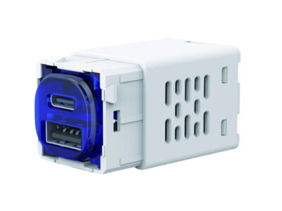 Mini Type A+C USB charger Mechanism | 2.4A | White - ELM162