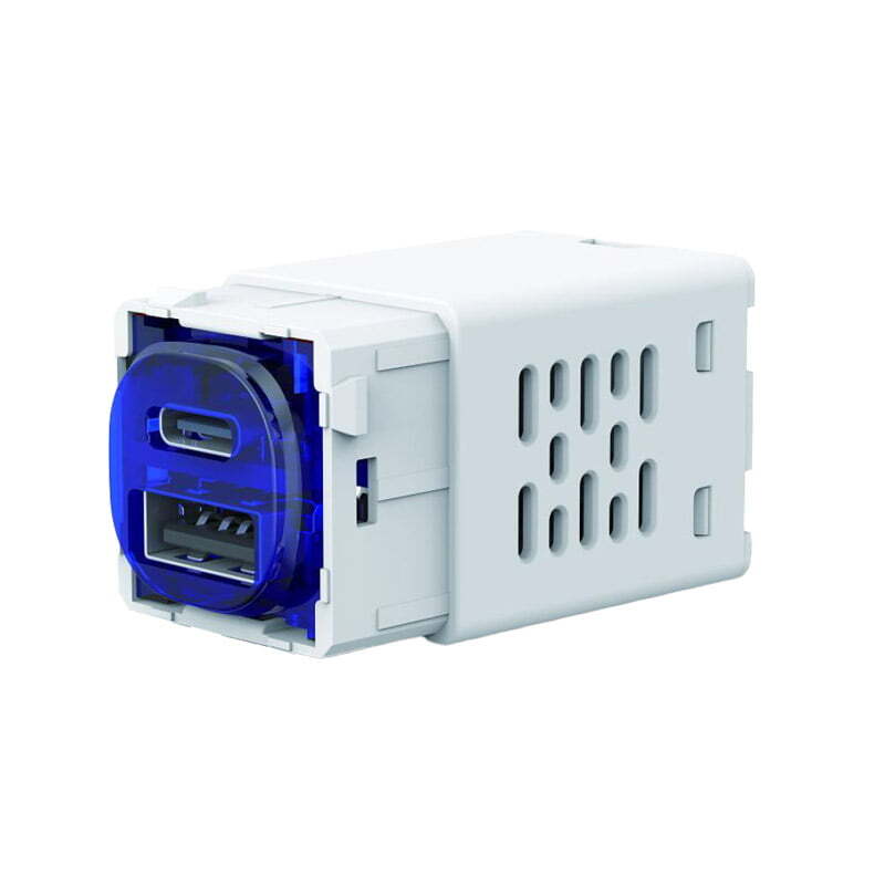 Mini Type A+C USB charger Mechanism | 2.4A | White - ELM162