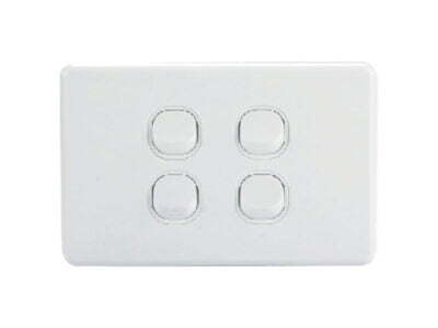 AVOL 4 Gang Light Switch 10A | White | Horizontal - ESW144<br><small class="product-sku">SKU: ESW144</small>