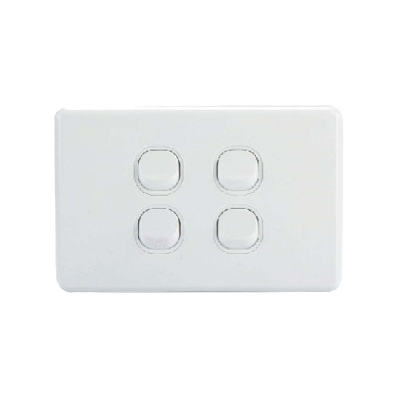 AVOL 4 Gang Light Switch 10A | White | Horizontal - ESW144