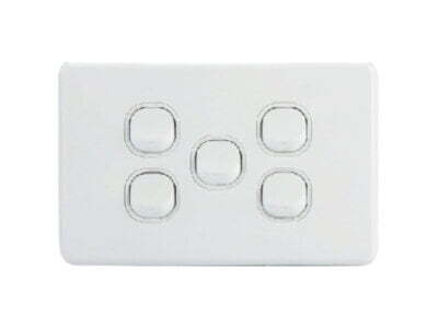 AVOL 5 Gang Light Switch 10A | White | Horizontal - ESW145<br><small class="product-sku">SKU: ESW145</small>