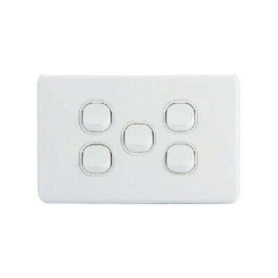 AVOL 5 Gang Light Switch 10A | White | Horizontal - ESW145