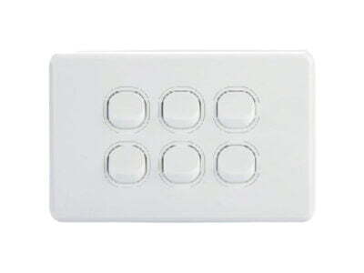 AVOL 6 Gang Light Switch 10A | White | Horizontal - ESW146<br><small class="product-sku">SKU: ESW146</small>