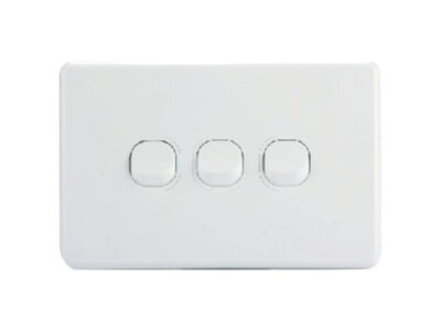 AVOL 3 Gang Light Switch 10A | White | Horizontal - ESW143<br><small class="product-sku">SKU: ESW143</small><dl style="font-size:smaller"></dl>