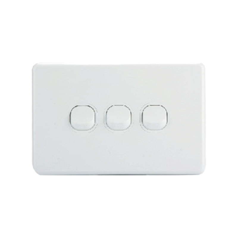 AVOL 3 Gang Light Switch 10A | White | Horizontal - ESW143