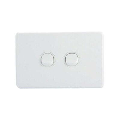 AVOL 2 Gang Light Switch 10A | White | Horizontal - ESW142