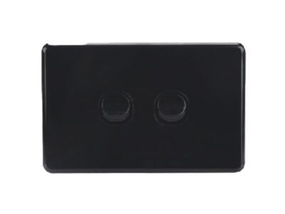 AVOL Power Point 2 Gang Single Pole | 250VAC 10A | Black | Horizontal - ESW152B