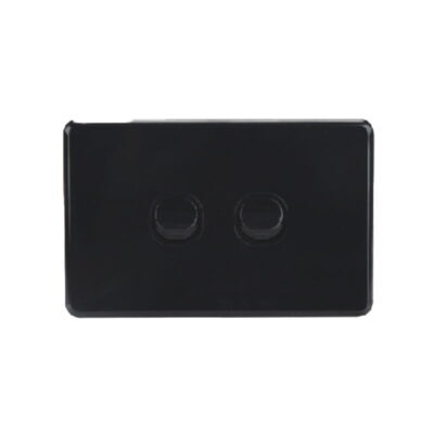 AVOL Power Point 2 Gang Single Pole | 250VAC 10A | Black | Horizontal - ESW152B