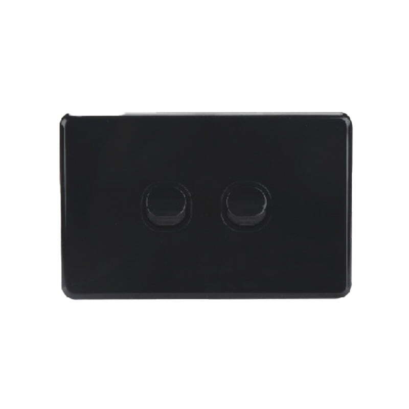 AVOL Power Point 2 Gang Single Pole | 250VAC 10A | Black | Horizontal - ESW152B