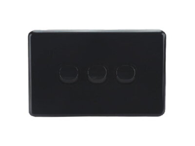 AVOL Power Point 3 Gang Single Pole | 250VAC 10A | Black | Horizontal - ESW153B