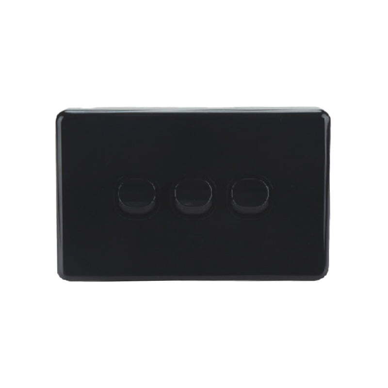 AVOL Power Point 3 Gang Single Pole | 250VAC 10A | Black | Horizontal - ESW153B