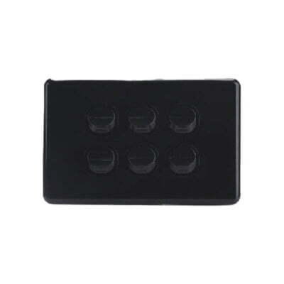 AVOL Power Point 6 Gang Single Pole | 250VAC 10A | Black | Horizontal - ESW156B