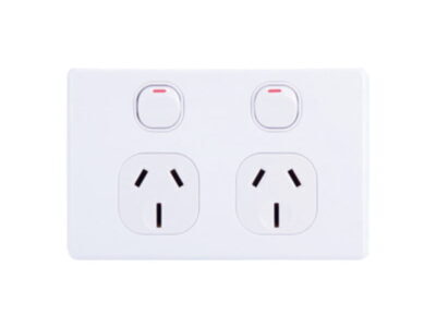 AVOL Power Point 2 Gang Double Pole | 250VAC 10A | White | Horizontal - ESW162