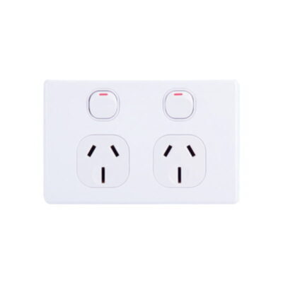 AVOL Power Point 2 Gang Double Pole | 250VAC 10A | White | Horizontal - ESW162