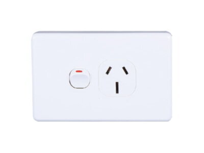 AVOL Power Point 1 Gang Double Pole | 250VAC 15A | White | Horizontal - ESW161