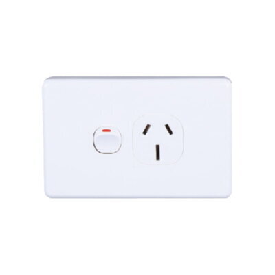 AVOL Power Point 1 Gang Double Pole | 250VAC 15A | White | Horizontal - ESW161