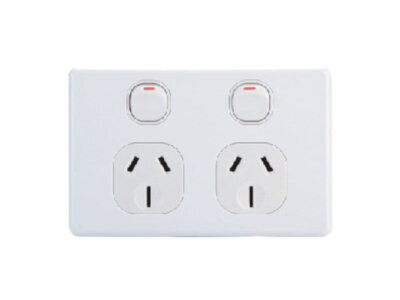 AVOL Power Point 2 Gang Double Pole | 250VAC 15A | Black | Horizontal - ESW182