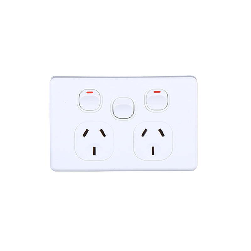 AVOL Power Point 2 Gang Double Pole | 1 Extra Switch | 250VAC 10A | White | Horizontal