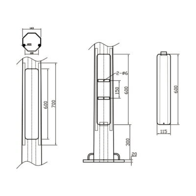 6.0m Octagonal Hinged Light Pole - Image 2