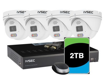 IVSEC CCTV Kit 4 x 12MP IP Cam Advanced Deterrence, 8 x PoE NVR with 2TB