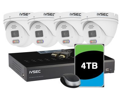 IVSEC Kit 4 X 12MP IP CAM With Advanced Deterrence, 8 x PoE NVR 4K with 4TB