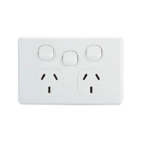 AVOL Power Point 2 Gang Single Pole | 1 Extra switch | 250VAC 10A | White | Horizontal - ESW151