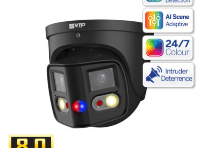 Professional AI Series 8.0MP 180° Active Deterrence Turret (Black) - VSIPP-8DD-ID3-B