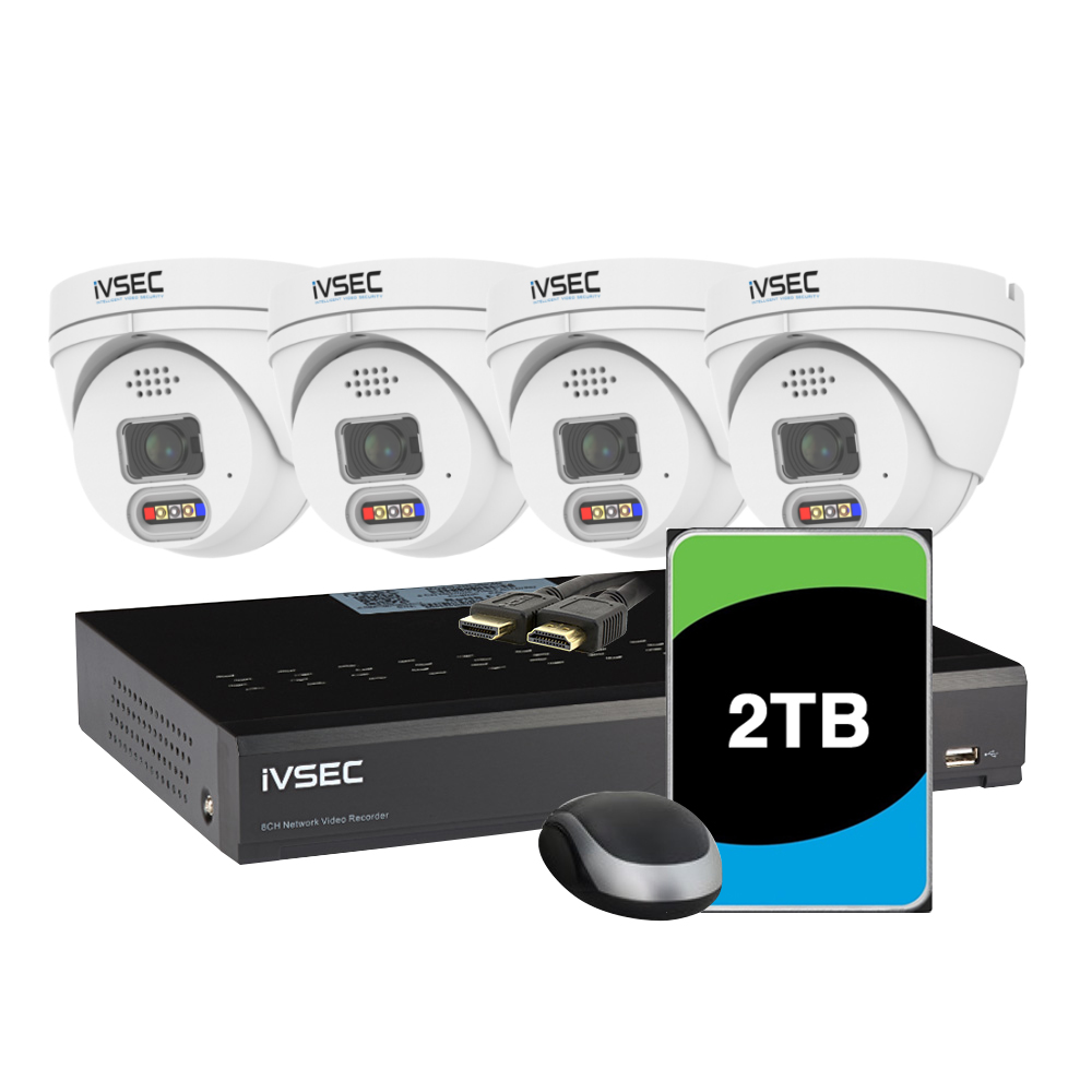 LX SERIES KIT 4 X NC119XA 4MP IP CAM  NR008XB-2TB 8 x PoE NVR 4K BASIC IVS