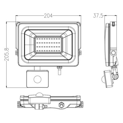 Commercial 20W 5000K LED Sensor Flood Light - LFL-C20-CS2-5 - Image 3