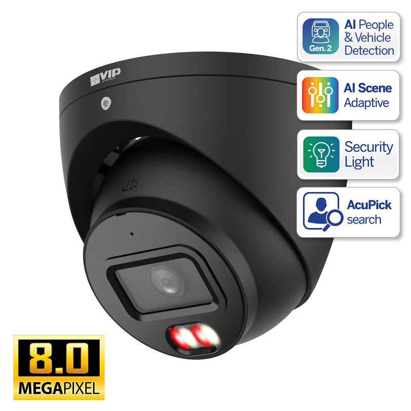 Professional AI Series 8.0MP Fixed Turret (Black) - VSIPP-8DIRG-I3-B