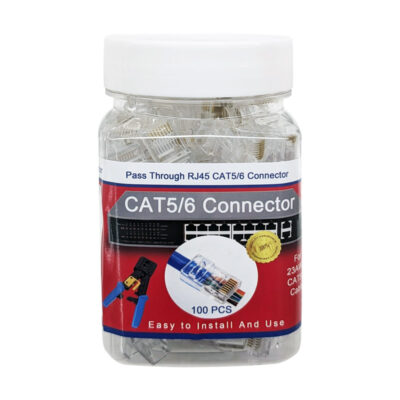 Pass-through RJ45 Connector for CAT6 cable 100pc Jar - RJ45-AC6P