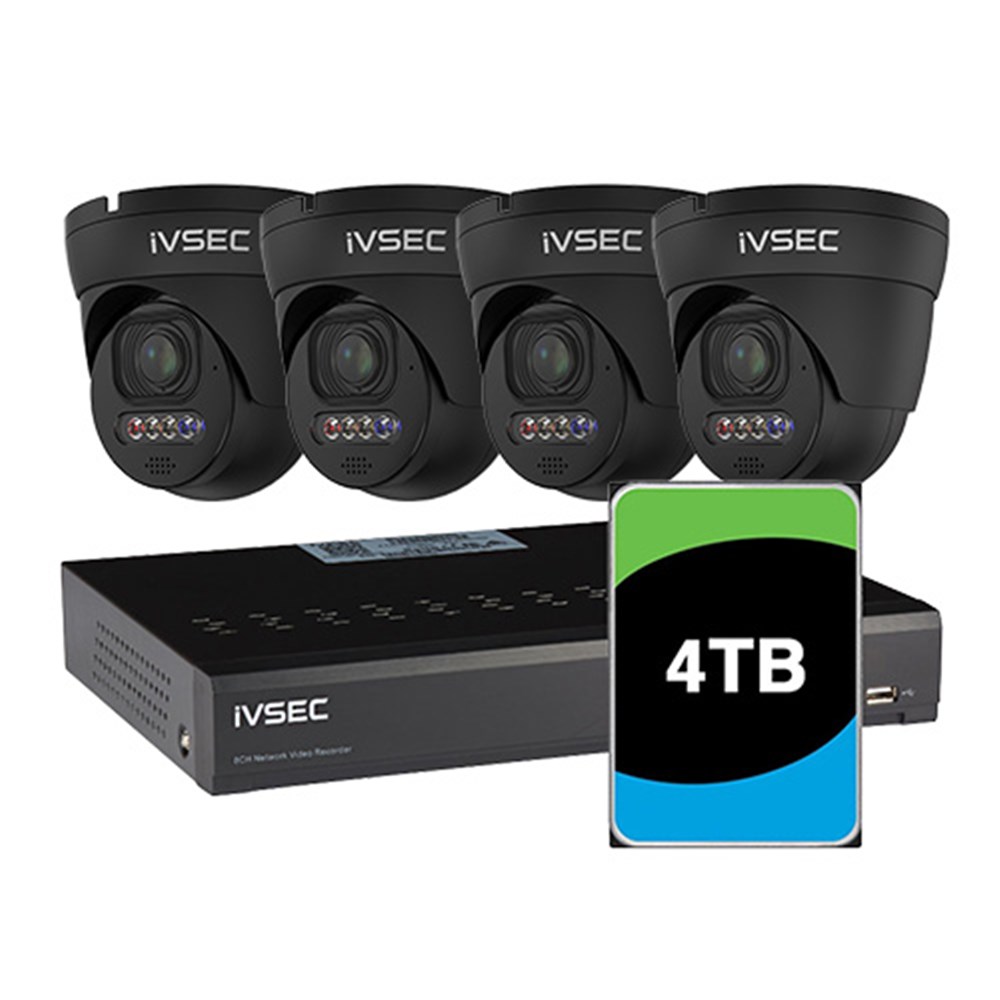 IVSEC KIT 4 x NC512XD-BLK 8MP CAM W/ ADV DET  NR308XD-4TB 8 x PoE NVR 4K IVS