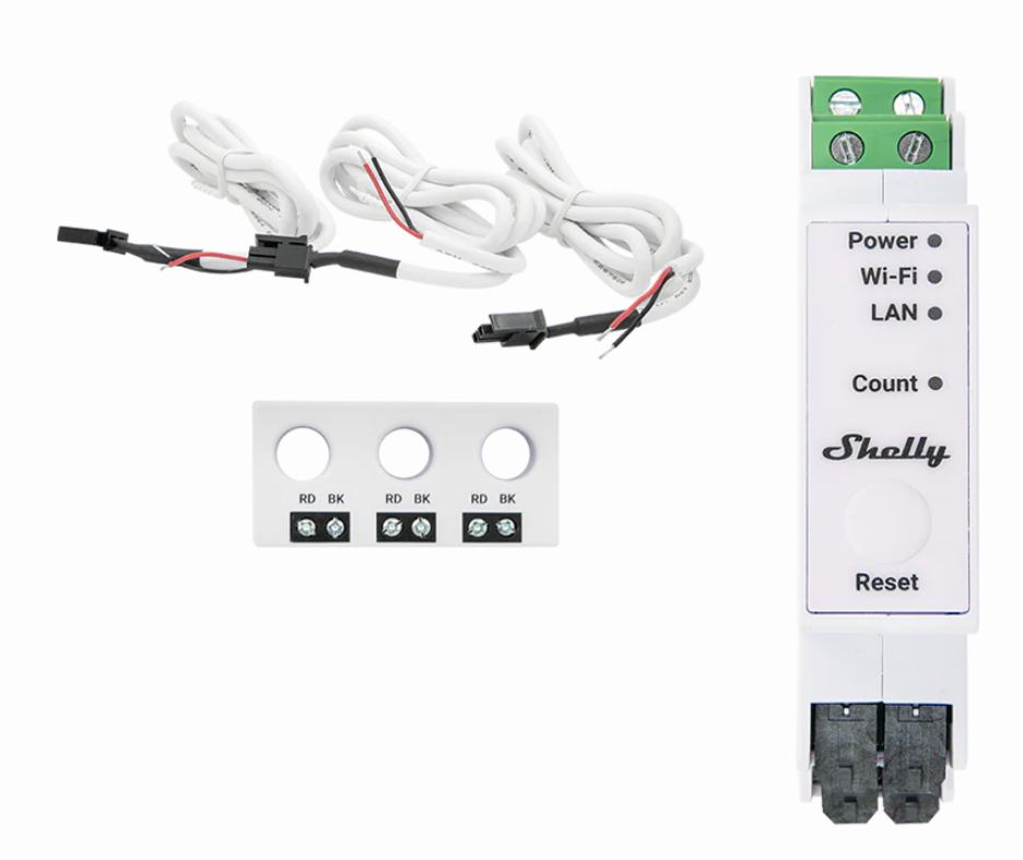 SHELLY THREE PHASE DIN RAIL ENERGY METER PRO 3CT